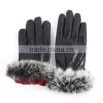 Women's Leather Gloves Autumn Winter Warm Rabbit Fur Gloves Sheepskin Mittens photo-2