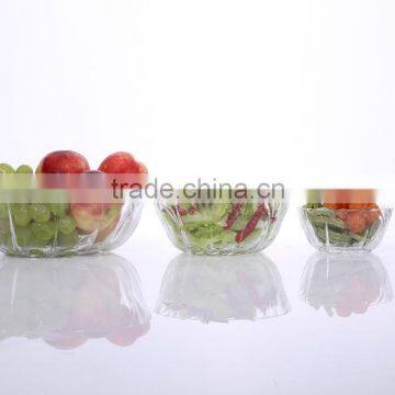 Set 3 Clear Cheap Large Glass Salad Bowls