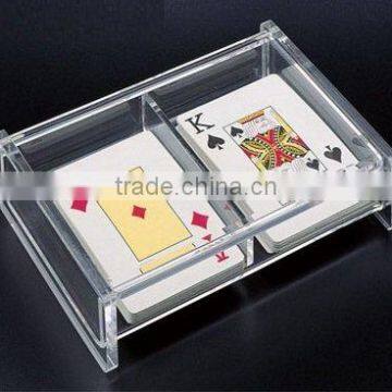 Clear Acrylic 2-Deck Hinged Playing Card Box