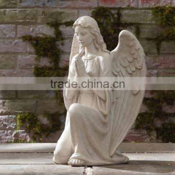 Stone carving kneeling garden marble angel statue outdoor for decoration