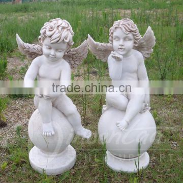 Garden decoration resin crafts life size white little boy angel statue hot sale