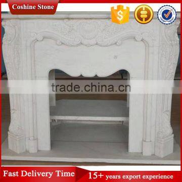 Home Decoration Western Style Hand Carved White Marble Fireplace