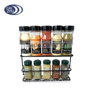 Kitchen Decor Black Wall Mount Steel 2-Shelf Spice Rack Organizer Storage Holder photo-2