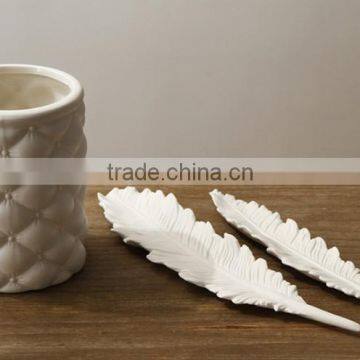 white ceramic pen container for decoration