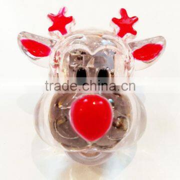 Christmas light up gift plastic reindeer led flashing brooch pin