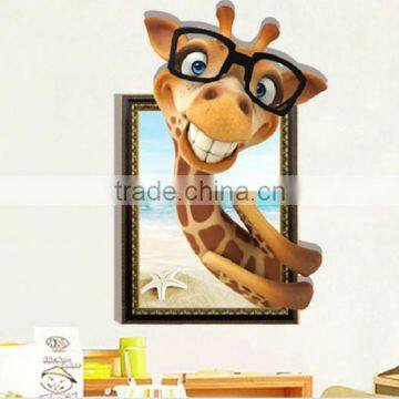 Funny Giraffe Animal Wall Paper , Self Adhesive 3D Wall Paper , Wall Sticker photo-3