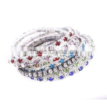 Stretch Colorful Sparkly Rhinestone Chain Bracelet photo-2