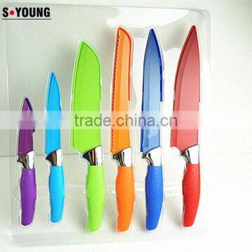 51006 6 Pcs Non-stick Knife Set With Rubber Handle