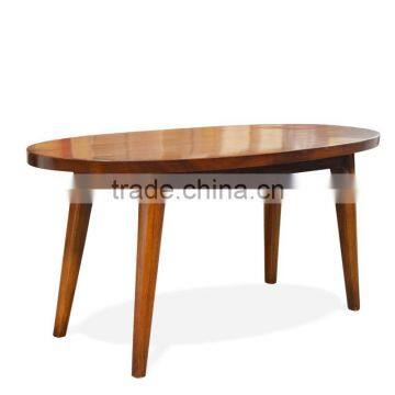 Coffee Table Teak Wood Whit Oval Shape Top Model Natural Color photo-3