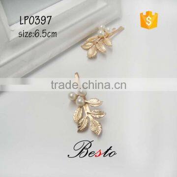 2016 New Item Pearl Gold Leaf Hair Clip for Hair Accessory photo-2