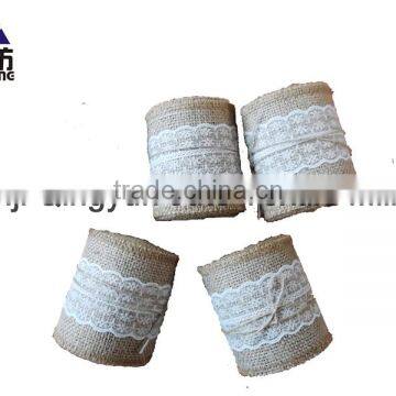 3''*3Y Natural Jute Ribbon With Lace on Spool photo-2