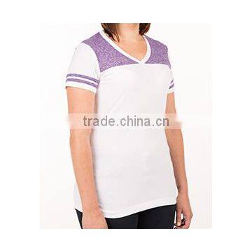100% Polyester V-neck T-shirt Wholesale Custom Made in China Fashion Apparel District Juniors Varsity Bulk V-Neck T-shirt photo-2