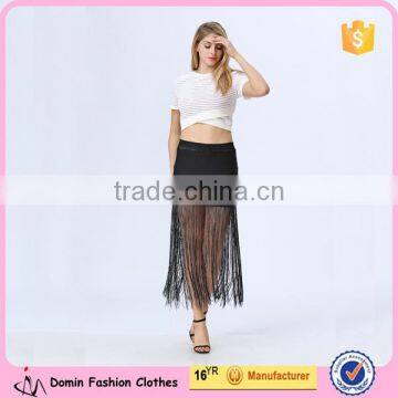 Ladies Clothing Manufacturer Latest Midi Fringe Skirt