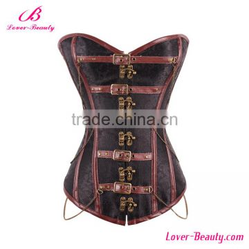 Cheap brown buckle up women steampunk witch corset