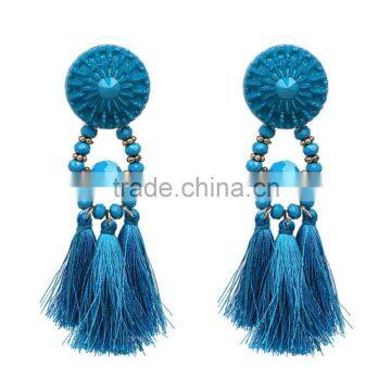 Bohemian Colorful Tassel With Crystal Beads Dangle Earrings for Women Jewelry photo-2