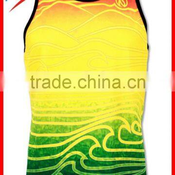 Wholesale running singlet with sublimation printing, v-neck/ round neck for ladies and men running singlets