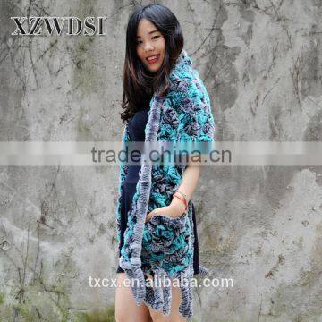 CX-B-65G Fashion Breathable Rex Rabbit Fur Knitted Shawls photo-4