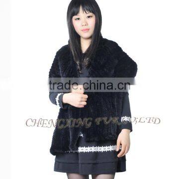 CX-B-M-46D Best Selling Wholesale Knit Mink Fur Lady's Latest Design Shawl photo-5