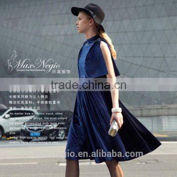 High Quality Sexy Lady Long Lace Sleeve Velvet Embroidered Dress photo-2