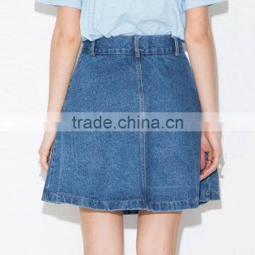 MGOO Imported Factory Manufacturer Fashion Denim Blue Buttons Skirts For Women A Line Knee Length 15144B699 photo-2