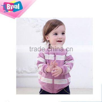 Baby Striped Hoodies Custom Toddler's Autumn Warm Hoody Zip Up Sweatshirt Wholesale