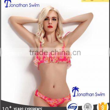 Girl's Lovely Falbala Two Piece Swimwear in Three Colors. photo-2