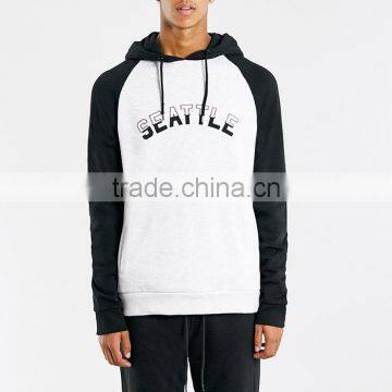 Custom fashion printed hoodie with different colored sleeves