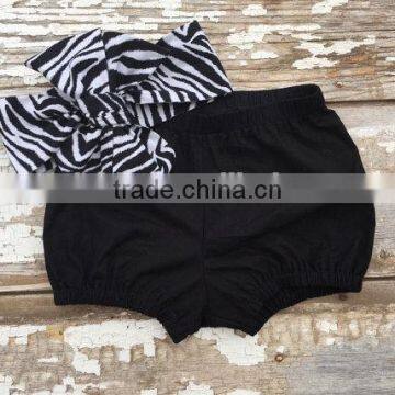 Zebra Stripe Headband With Plain Black Cotton Bloomer Set New Born Baby Clothes