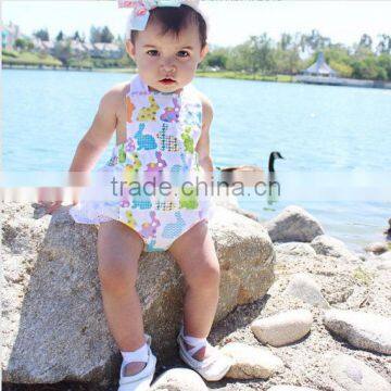 Easter Bunny Ruffle Romper Baby Girls Lace Boho Clothing Infant Toddlers Rabbit Romper photo-2