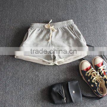 High Quality Summer Womens Sports Shorts Casual Shorts Pure Cotton Terry Flanging Wide-legged Pants photo-3