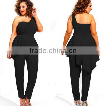 DY2720W New hot sale ladies plus size strap peplum long overall playsuit