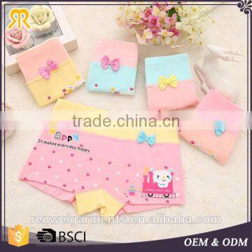 Lovely design colorful cotton thongs soft kids underwear girls