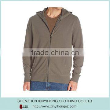 Full zip down design 100% cotton mens hoodies custom screen printing logo