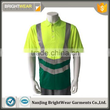 Two-tone high visibility Europe traffic protective reflective tape safety polo shirt