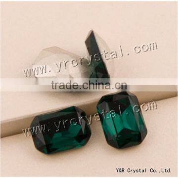 4627 Octagon Crystal 10*14mm Emerald Color Glass Crystal