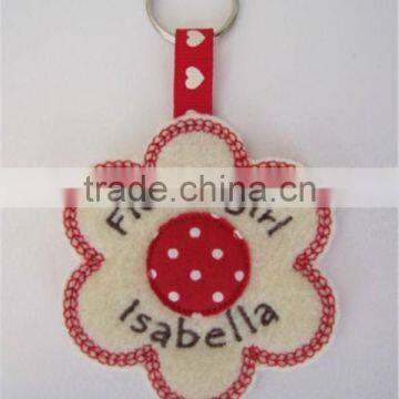 Personalised Flowergirl Key Ring Wedding Gift / Favour Felt & Fabric Flower photo-4