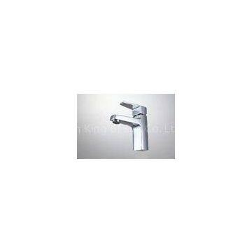 Square Basin Faucets with Ceramic Cartridge , Single Hole Deck Mounted Bathtub Taps