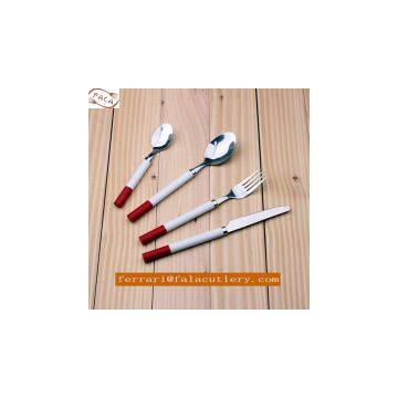 Cute Child Dinner Spoon Knife Fork Plastic Handle Cutlery Set