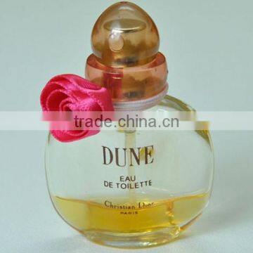 Ribbon bow with elastic loop for perfume bottle