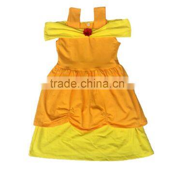 Wholesale kids girls dress belle princess cotton ruffle dresses boutique playground children clothing