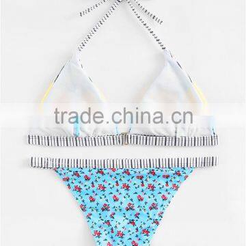 OEM Custom Bikini Swimwear Triangle Splicing Bikini Set photo-2
