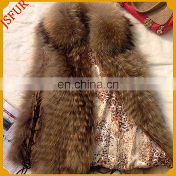 Amazing raccoon fur hand made girl's vest women fur vest