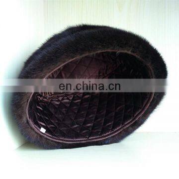 Round warm mink fur hat for American style with real animal fur cap in karachi