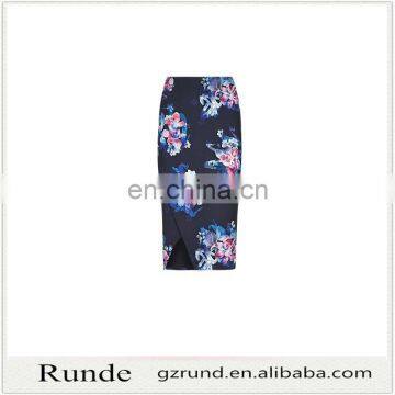 fashion apparel women chiffon long skirt with floral printing