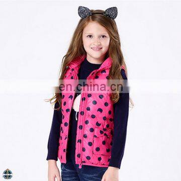 T-GJ002 Printed Girls Hooded Sleeveless Quilted Jacket