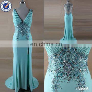 latest design made in China factory directly supply V neck split sexy evening dress