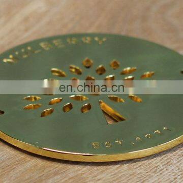 round shaped custom large metal bag labels with flower