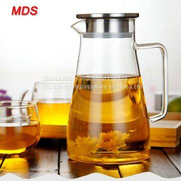 Clear Explosion-proof Pyrex Heat Insulated Glass Water Jug With Stainless Steel Lid photo-5