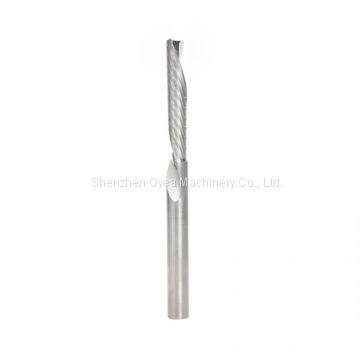 Solid Carbide CNC Spiral 'O' Single Flute, Aluminum Cutting 3/16 Dia x 3/8 x 3/16 Shank x 1-1/2 Inch Long Up-Cut Router Bit