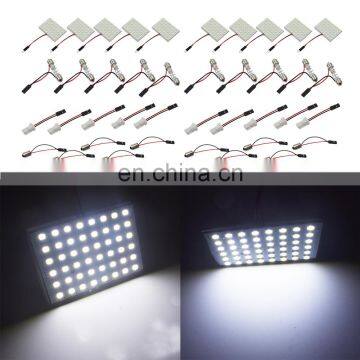 10PCS Festoon T10 BA9S White LED 48SMD Panel Interior Dome License Lamp Light Bulb